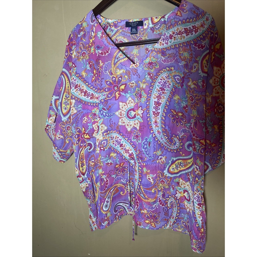 WOMENS CHAPS PRETTY PAISLEY & FLORAL PRINT BLOUSE & TANK TOP‎ SET  SIZE PXL